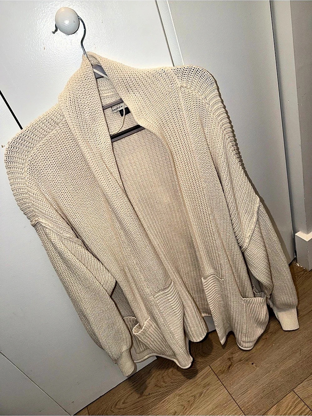 American Eagle AE Chunky Knit Shawl Cardigan Cream